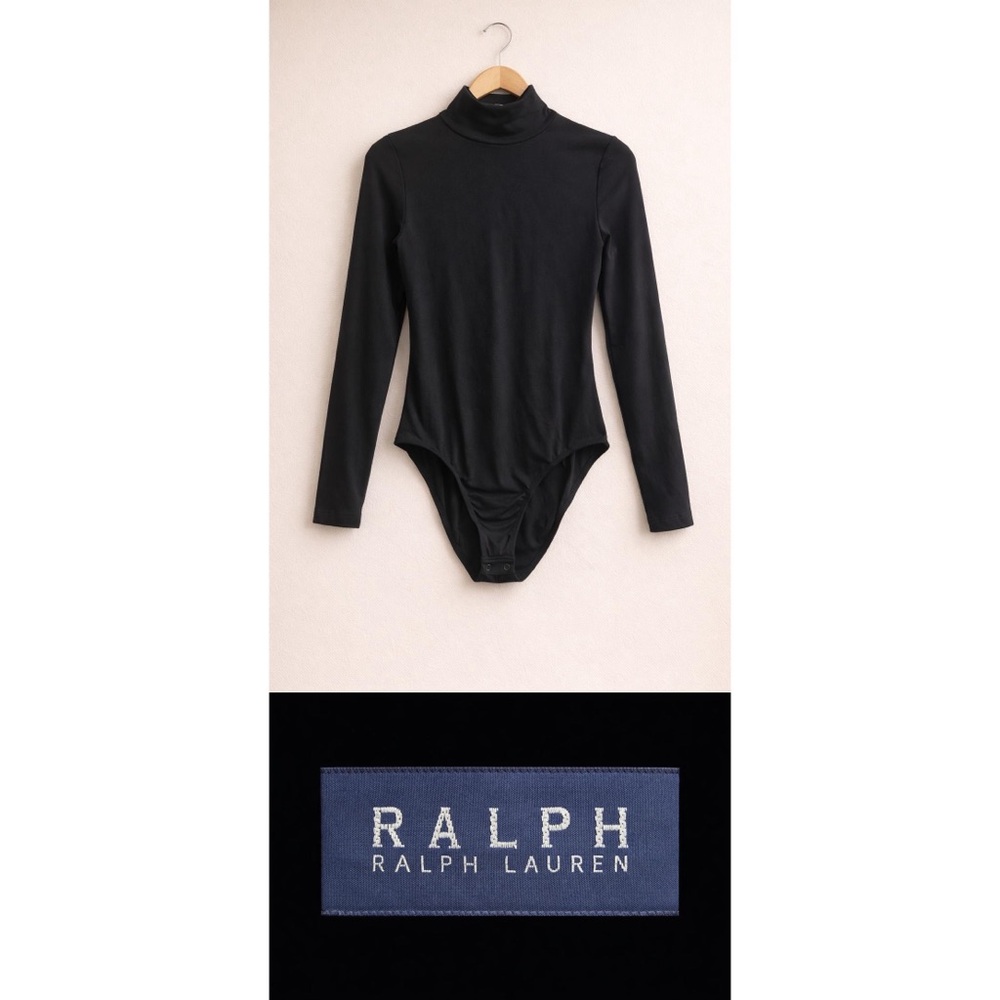 Ralph Lauren Vintage circa 1996 RALPH Bodysuit Turtleneck Black Large